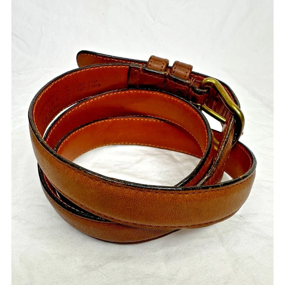 Coach Brown Cow Hide  Leather Belt Solid Brass Buckle Sz 38 New York
